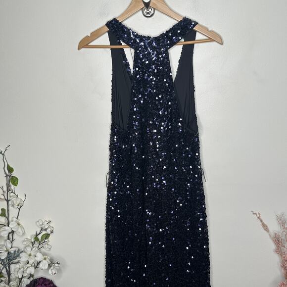 KAREN MILLEN Curve Sequined Wide Leg Jumpsuit Navy Blue Sz 18 NWT {172} - Picture 4 of 8